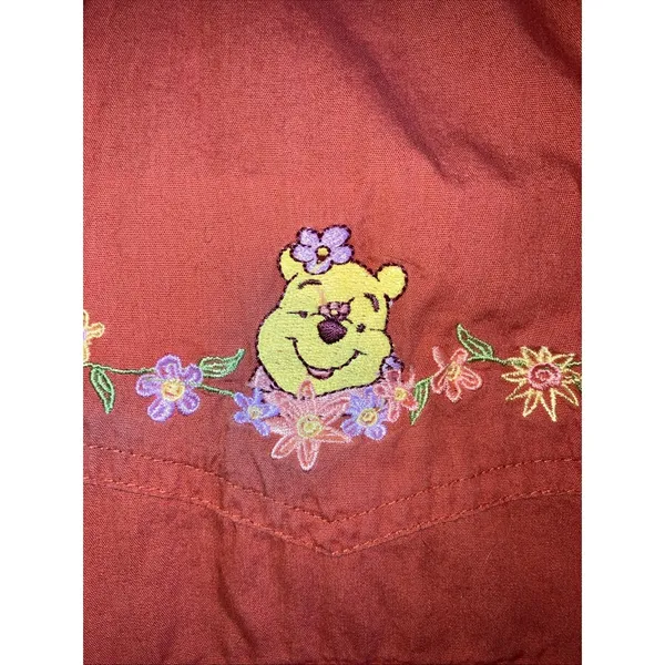 Vintage Disney Winnie the Pooh Shirt Womens XLarge Red Pearl Snap Button‎ up - Image 7