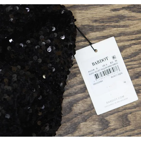 NWT Bardot Womens Strapless Sleeveless Eleni Sequined Mini Dress Black S (US 4) - Image 10