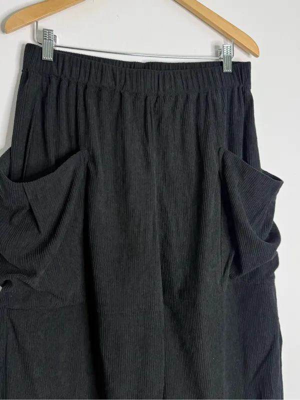 Halara High Waisted Corduroy Cargo Wide Leg Pants Black Size Medium - Image 5