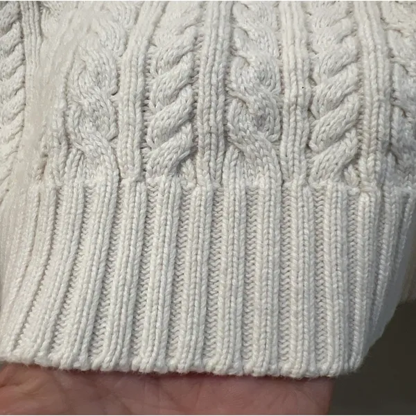 Lauren Ralph Lauren Sweater Cable Knit Quiet Luxury Preppy Cream measures size L - Image 12
