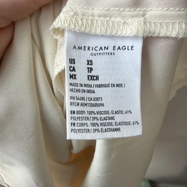 American Eagle Ivory Long Sleeve Smocked Floral Babydoll Dress - Image 5