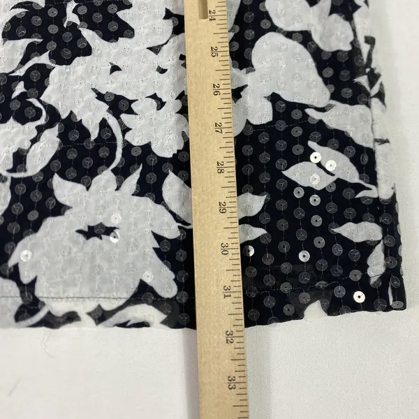 Ruth Skirt Sz XS Black Floral Sequin‎ Chiffon Denim Waist Midi Y2K Anthropologie - Image 6