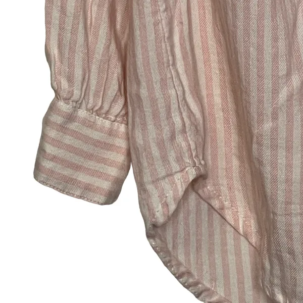 Aerie Womens Blouse Top‎ Size XXS Pink White Striped Cotton Blend Ruffled Womens - Image 3