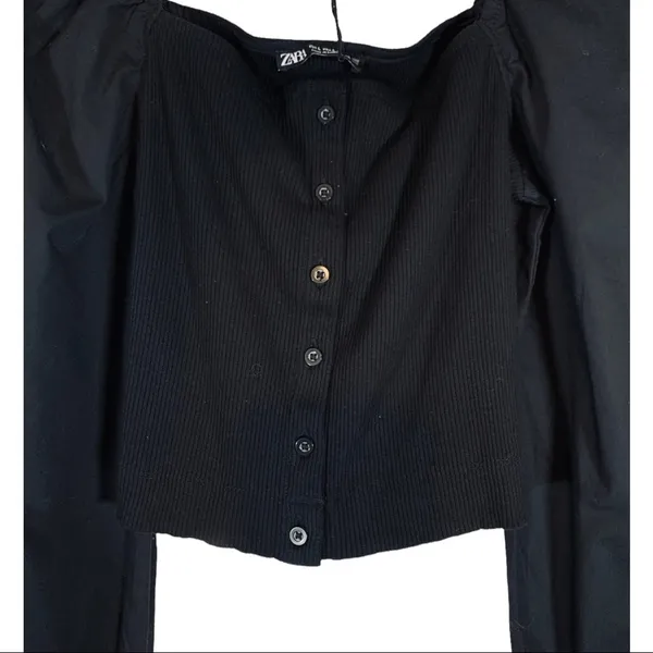 Zara Off the Shoulder Puff Sleeve Corset Top Size L NWT - Image 6