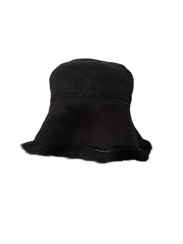 Ultra-Plush Faux suede Fur Bucket Hat 90s Fall Winter streetwear - Image 2