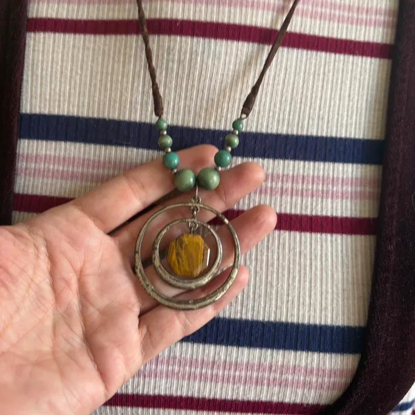 Boutique Boho Metal and Beads Necklace - Image 4