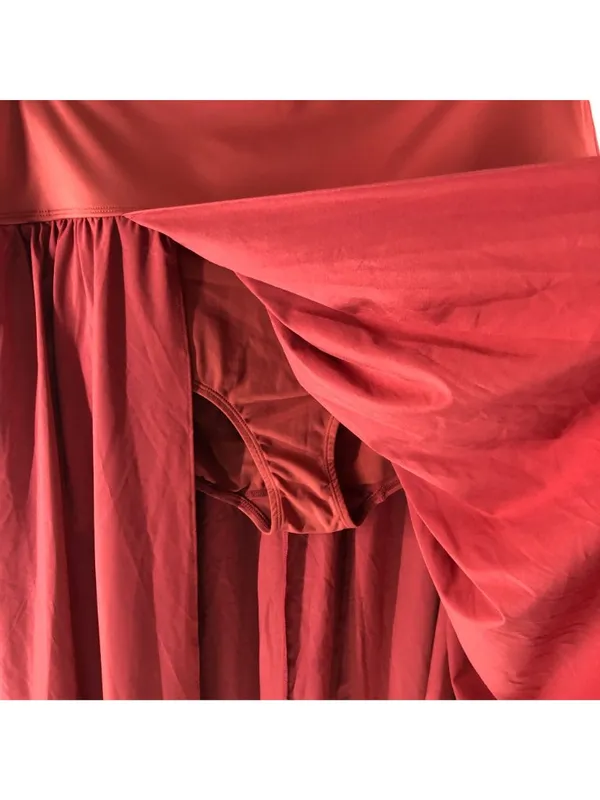 Halara Breezeful High Waisted Split 2-in-1 Flowy Quick Dry Maxi Skirt Red XL - Image 5