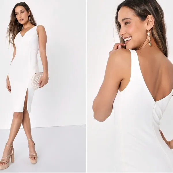 LULU's Wedding Bachelorette Engagement Bridal Shower Honeymoon Chic Sexy Midi - Image 4