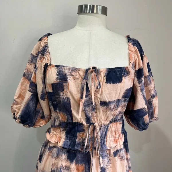 Universal Thread Brushstroke Midi Dress Puff Sleeve‎ Peasant Style Size M - Image 9