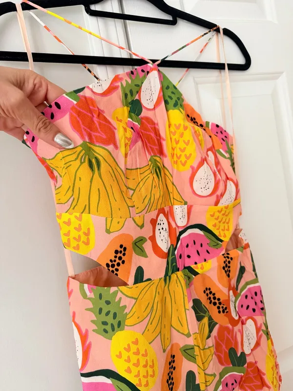 NWT Anthropologie Hutch Tropical Fruit Halter Cutout Romper, Size 4 - Image 8
