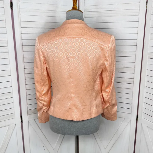 Victorias‎ Secret Satin Jacquard Open Front Cropped Blazer Jacket Peach 10 - Image 4