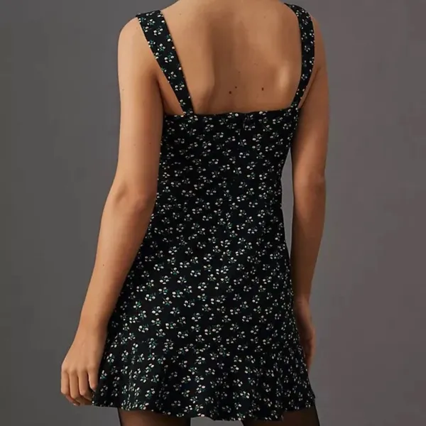Hutch Ditsy Floral Corset Mini Dress Black Sweetheart Ruffle Flounce Hem‎ Small - Image 2
