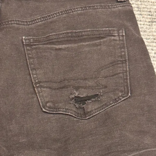 American Eagle High waisted distressed black‎ denim jean shorts Women's 8 - Image 7