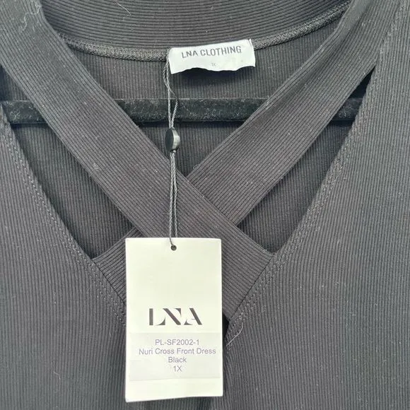 LNA Nuri cross front ribbed dress in black size 1x NWT‎ - Image 3