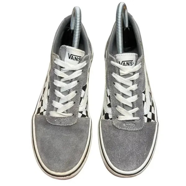 Vans White Filmore Decon Checkerboard Flames Suede Sneaker - Youth 5 / Women 6.5 - Image 4