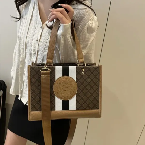 Monogram Stripe Tote Bag G Logo Medallion Top Handle Crossbody Shoulder Bag NIP - Image 2