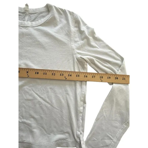 Lululemon Shirt Women 2‎ Soft White Lightweight Running Casual Logo Ladies DD6-2 - Image 2