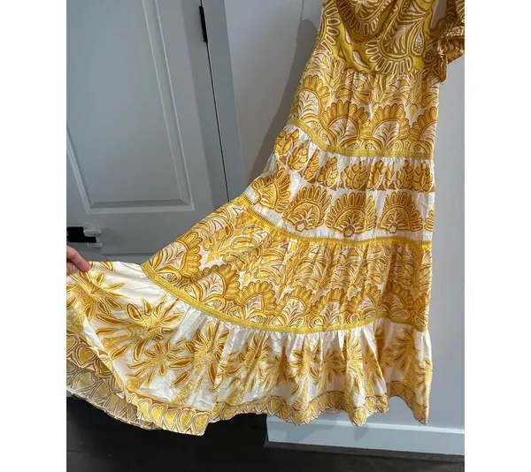 Farm Rio Yellow Ainika Tapestry One Shoulder Maxi Dress - Image 3