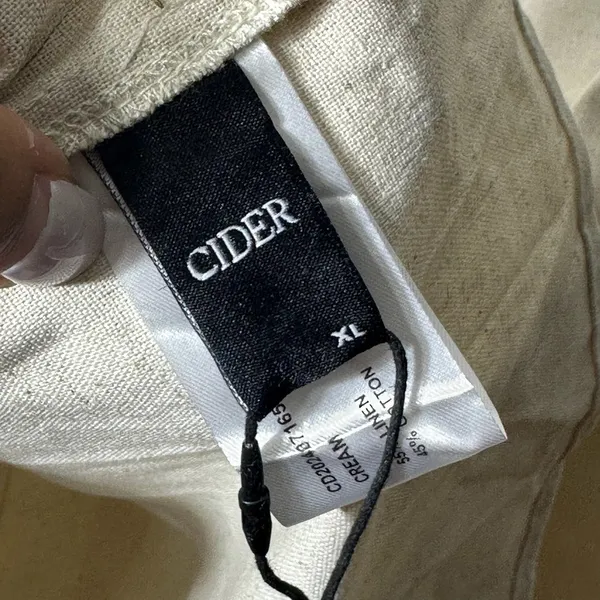 Cider‎ LINEN-BLEND COLLARLESS SOLID SPLIT RUCHED ZIPPER MIDI DRESS - Image 4