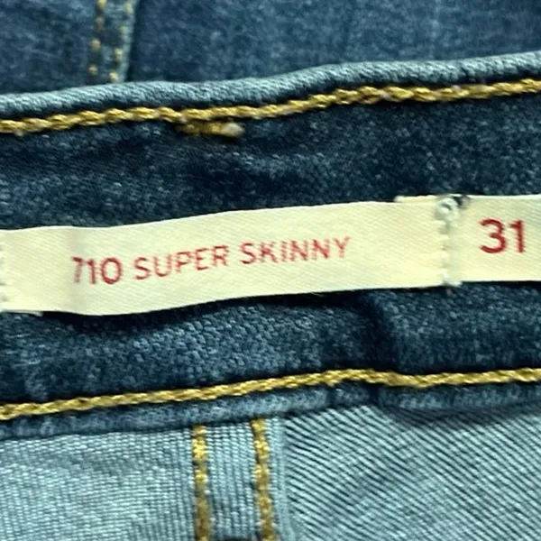 Levi's 710 Super Skinny Women's Blue Distressed Mid Rise Denim Jeans Size 31 - Image 5