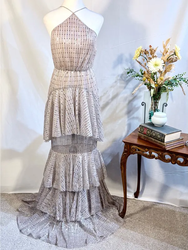 ☀️NWT Michael Costello x REVOLVE Shirley Sequin Tiered Gown Mauve Sz S❤️ - Image 3