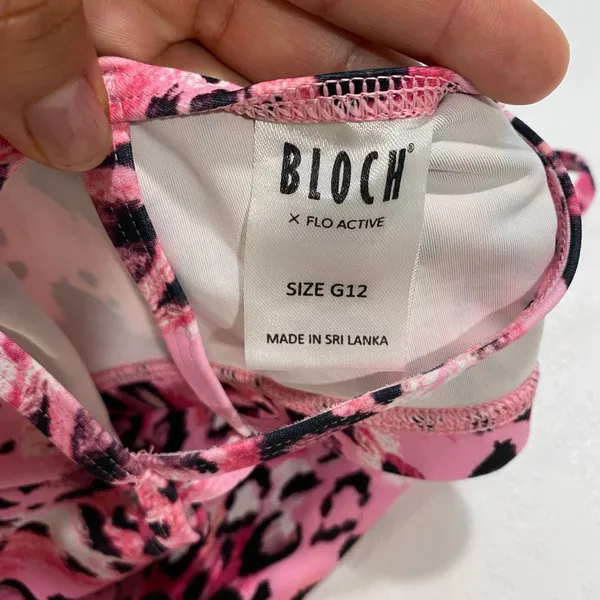 Bloch x Flo Active Girls G12 Pink Leopard Print Dance Crop Top Sports Bra - Image 4