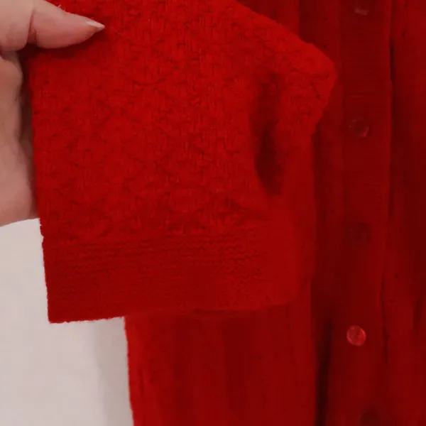 Vintage 70s Cuddle Knit Cardigan Sweater Womens Size M Red Cable Knit USA Cozy - Image 4