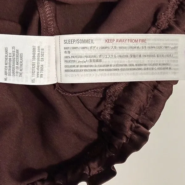 Abercrombie & Fitch Brown Satin Loungewear Shorts Paperbag Waist Small‎ Cozycore - Image 6