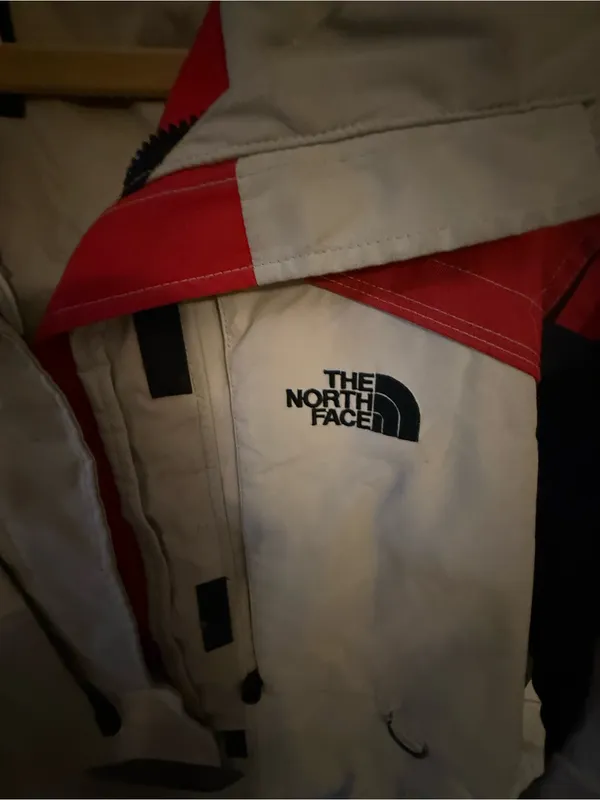The North Face Red & Cream Hooded Colorblock Jacket - Image 2