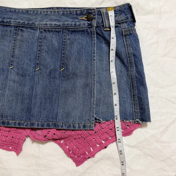 Vintage Abercrombie & Fitch Mini‎ Skirt Womens Size 6 Blue Denim Pleated Y2K 90s - Image 13