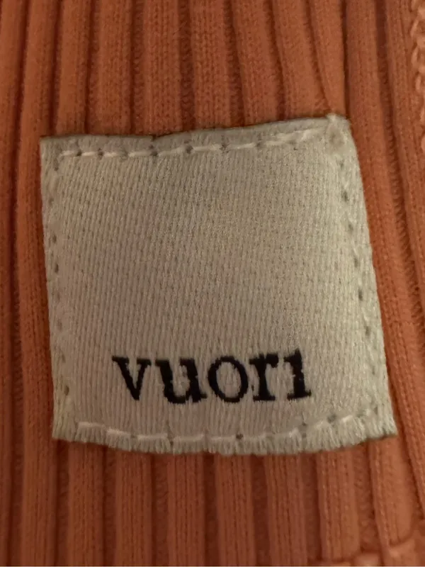 Vuori Rib Crop Tank Terracotta Crisscross Back Size XS - Image 3