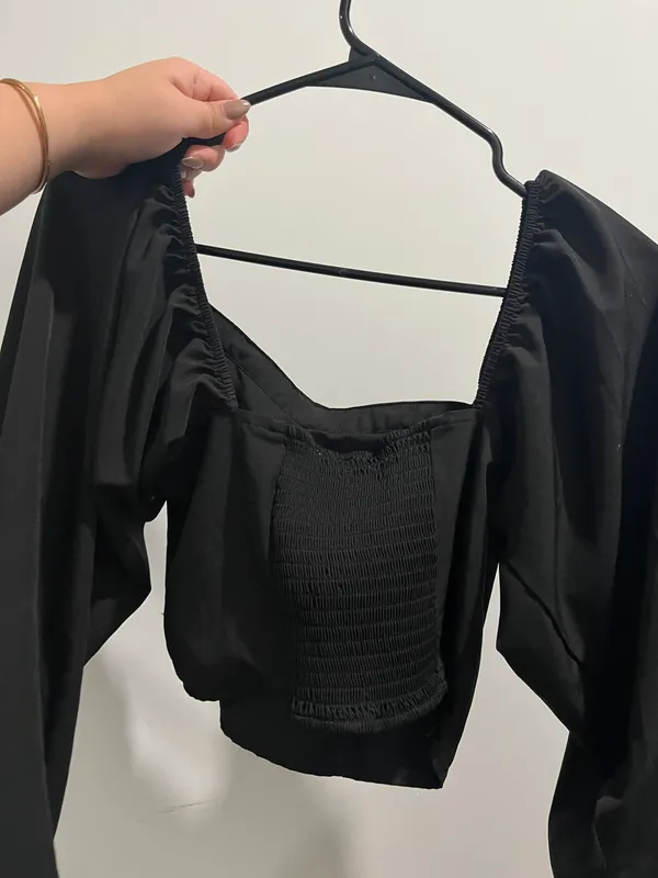 FAVLUX Black Cropped Off The Shoulder Top Corset Blouse - Image 8