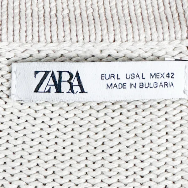 Zara Men Cream Knit V-Neck Button Cardigan Sweater Size Large - Image 4