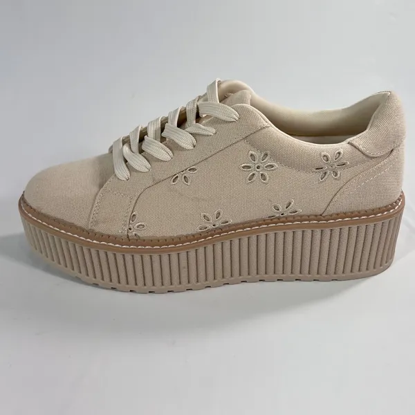 DV Dolce Vita Brin Womens Size 8.5 Cream Floral Eyelet Canvas Platform‎ Sneakers - Image 6