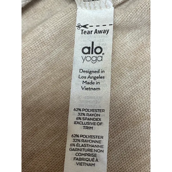 Alo Yoga Women's Beige Long Sleeve Side Slit Crew Neck Sweater Sweatshirt Top S - Image 6