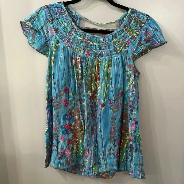 Free People Vintage Floral Flowy Blouse Size XS - Image 2