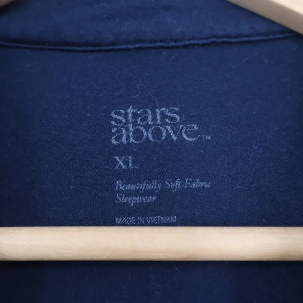 Stars Above Navy Blue Beautifully Soft Pajama Set XL Long Sleeve Top Shorts - Image 2