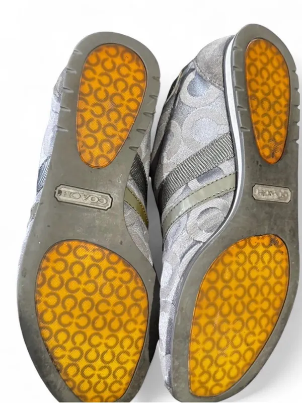 Coach Taupe Signature Stripe Lace-Up Sneakers - Image 5