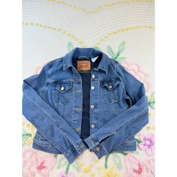 Levi Strauss &‎ Co Womens Denim Trucker Jacket Size S Blue Button Front Classic - Image 2