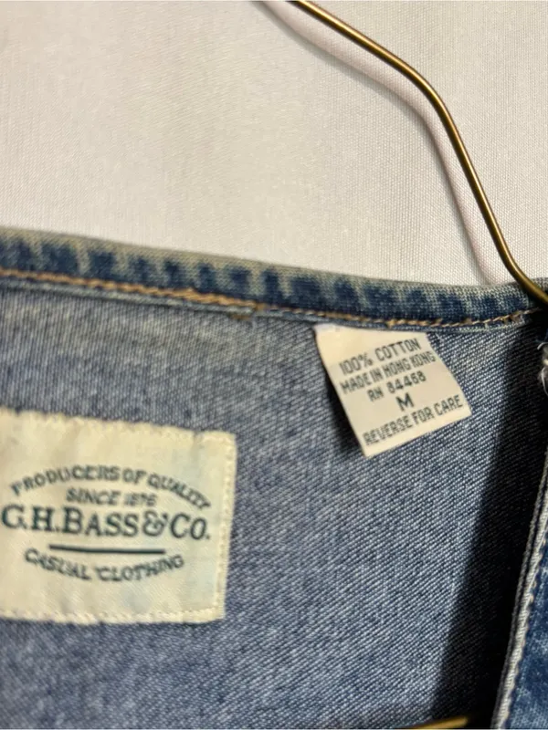 Vintage G.H. Bass & Co. Medium Blue Denim Vest with Front Pockets - Image 2