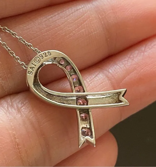 SAI 925 Pink Ribbon Cancer Sterling Silver 18” Necklace - Image 12