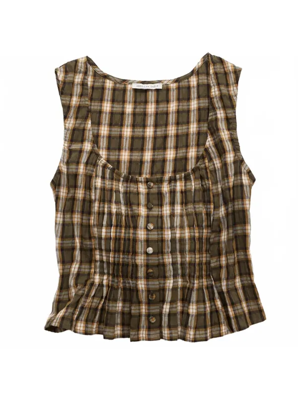 AE Pintuck Corset Tank Top American Eagle NWT Green Size Small - Image 3