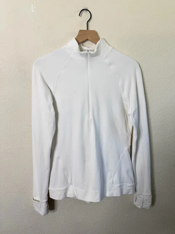 Lululemon Outrun the Elements 1/2 Zip White Womens Size 12‎ - Image 4