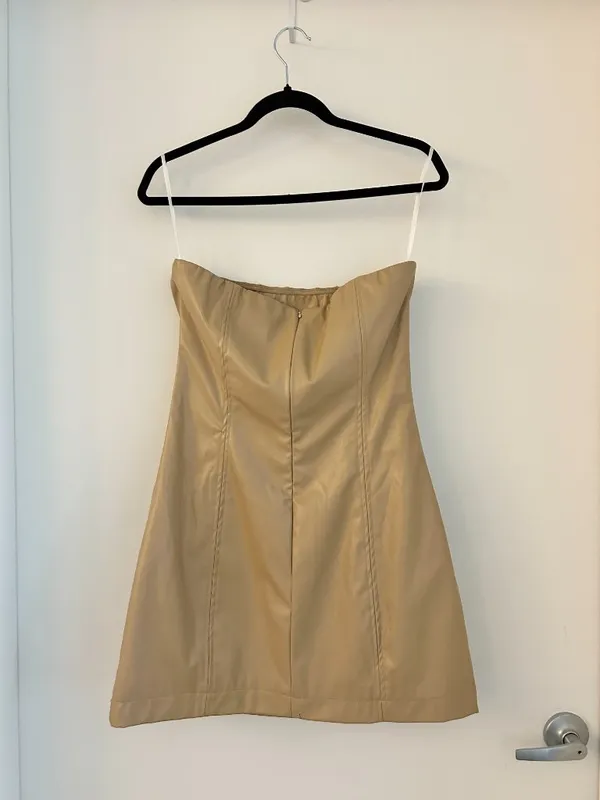 Princess Polly Hailey Strapless Vegan Leather Mini Dress Beige Size 8 NWT - Image 9