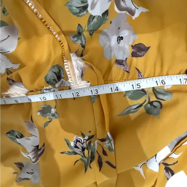 Romper Jumpsuit yellow floral size small by sienna sky perfect for fall w denim - Image 7