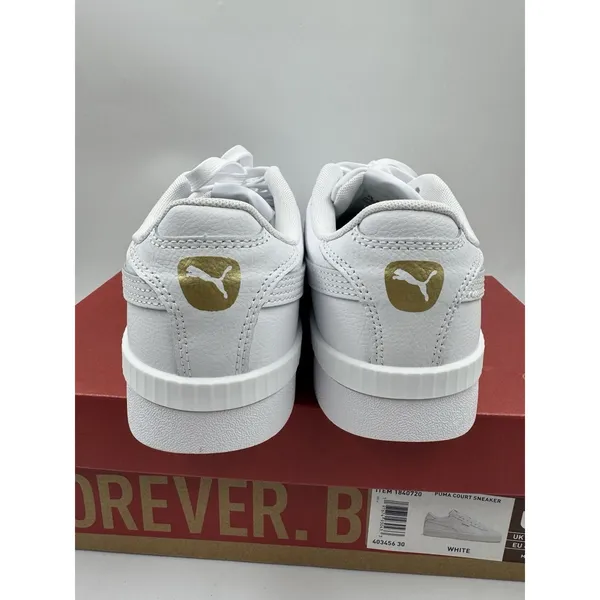 PUMA Court Sneaker, White, Women's Casual Low Top Leather Shoes Size 9 - Image 5