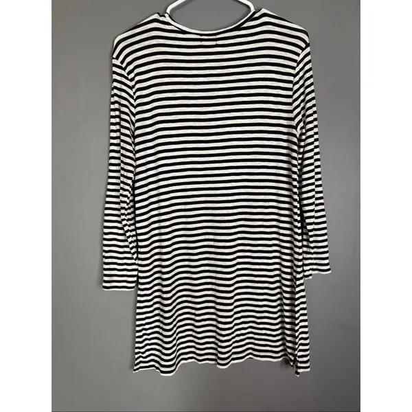 Old Navy Black And White Striped Long Sleeve Tunic Dress Shirt Medium - Image 6