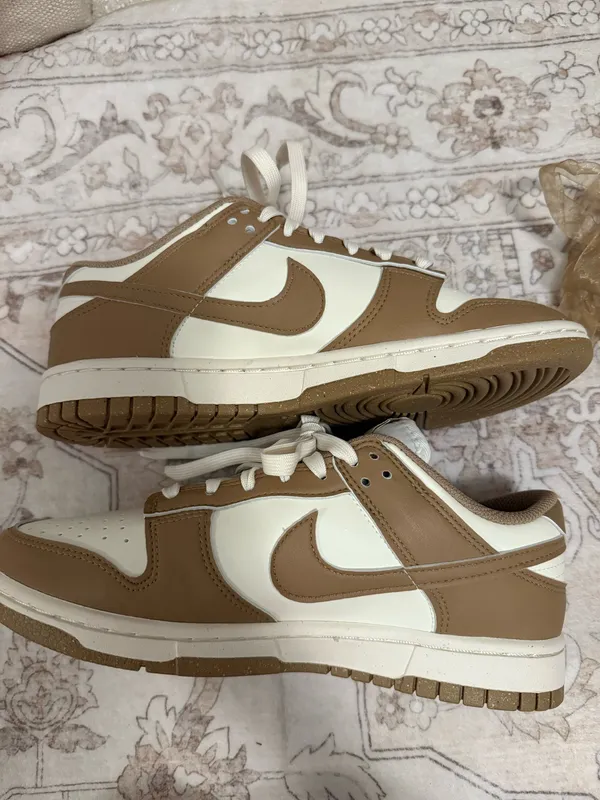 Nike Women’s Dunk Low Sneakers Tan White - Image 3