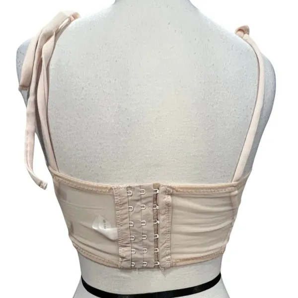 Kat The Label Femme Bustier Top Womens S Beige Tie Straps‎ Flirty Chic Coquette - Image 6