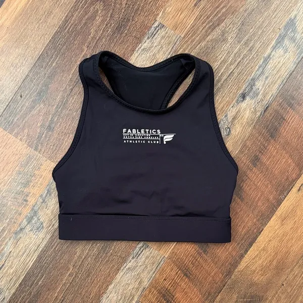Fabletics Athletic Black Sports Bra Top small - Image 2